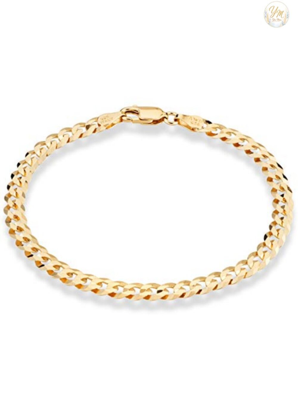 18K Gold Plated Sterling Silver Cuban Link Bracelet 5mm Italy Unisex